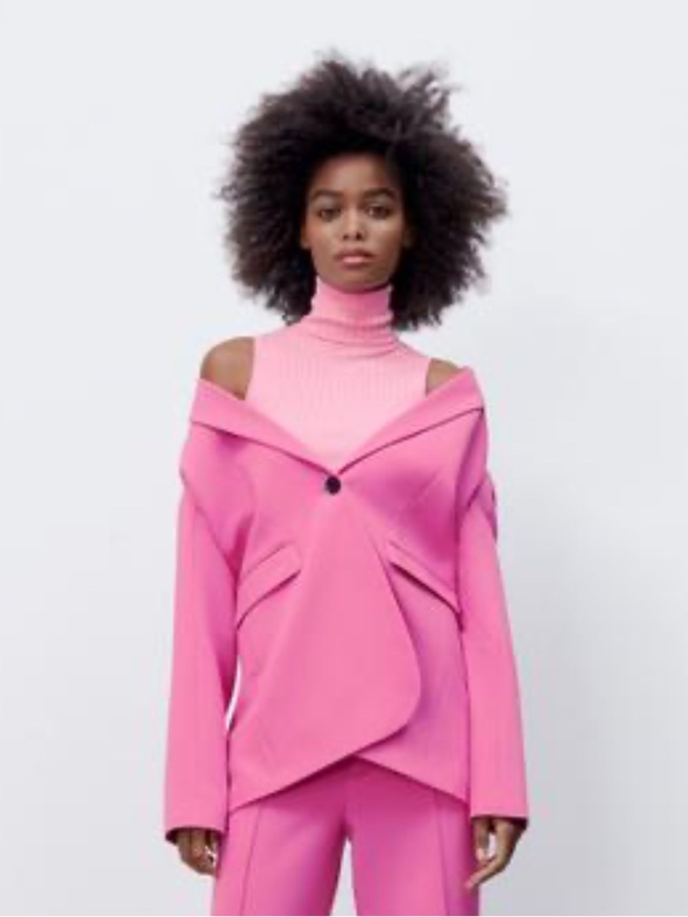 ZARA Sleeveless Ribbed Turtleneck Top - Pink